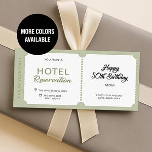Bon cadeau personnalisé pour un séjour à l'hôtel surprise | Billet escapade week-end | Idée cadeau parfaite pour les anniversaires, les anniversaires et Noël | C74