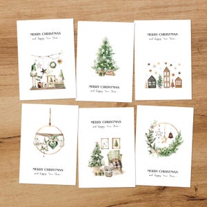6er Set Weihnachtskarten • Postkarten • Gemütliche Weihnachten • Aquarell • Frohes Neues Jahr • Winter Feiertage • Boho Weihnachtskarten | С50