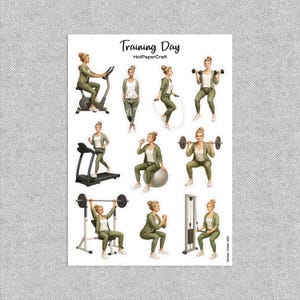 Sticker sheet “Training Day”, Sporty Girl stickers, Gym, Fitness, junk journal, planner stickers, scrapbook, bullet journal, stationery