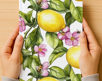 Buntes Notizbuch als Geschenkidee für Kollegen & Freunde - Skizzenbuch A4 - Zitronen Design