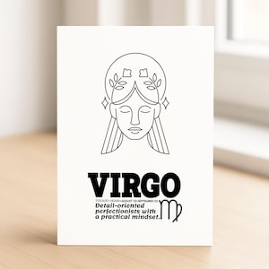 Carte signe astrologique vierge • carte d'anniversaire zodiaque • horoscope • carte signe astrologique • constellation • carte vierge avec enveloppe | 27-Vierge
