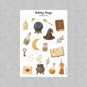 Sticker sheet “Witchy Things”, magic stickers, junk journal, planner stickers, scrapbook stickers, bullet journal, stationery, paper craft