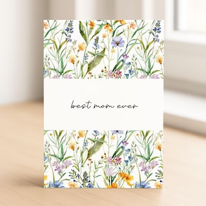 Birthday card "best mom ever" • mom birthday card • birthday card with wildflower • mothers day card • mother birthday | С16