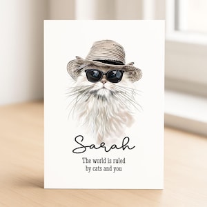 Carte d'anniversaire drôle pour les amoureux des chats, carte d'anniversaire personnalisée pour chat, anniversaire de soeur, petite amie, anniversaire d'ami, carte de voeux | 4