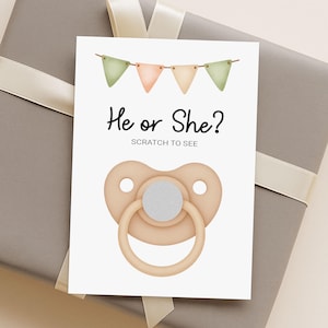 Gender reveal scratch card • boy or girl • gender party • pink or blue • he or she • gender announcement | C49