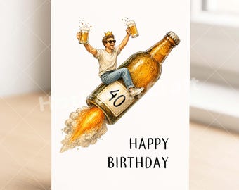 Lustige Geburtstagskarte 40 Geburtstag Mann - Karte 40 Jahre - Klappkarte mit Umschlag