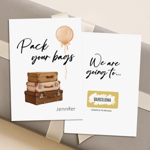Biglietto gratta e vinci personalizzato con sorpresa di viaggio, Prepara le valigie, Biglietto vacanza, Buono viaggio, Viaggio a sorpresa, Biglietto aereo / C29