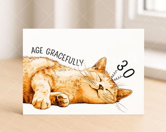 Divertente biglietto di auguri di compleanno con gatto - Età personalizzata - Per gli amanti dei gatti
