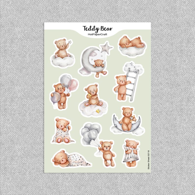 Sticker Sheet teddy Bear Stickers for Kids Children's Stickers Teddy ...