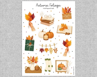Klistermärkesark "Höstlövverk", höstklistermärken, skräpjournal, plannerklistermärken, scrapbookklistermärken, bullet journal, brevpapper, papperspyssel