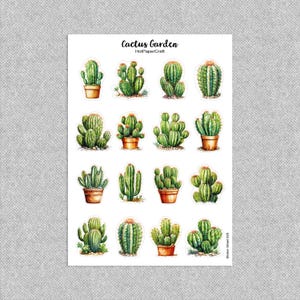 Foglio di adesivi "Cactus Garden" • adesivi cactus • foglio di adesivi piante • adesivi diario • adesivi planner, adesivi album / S020