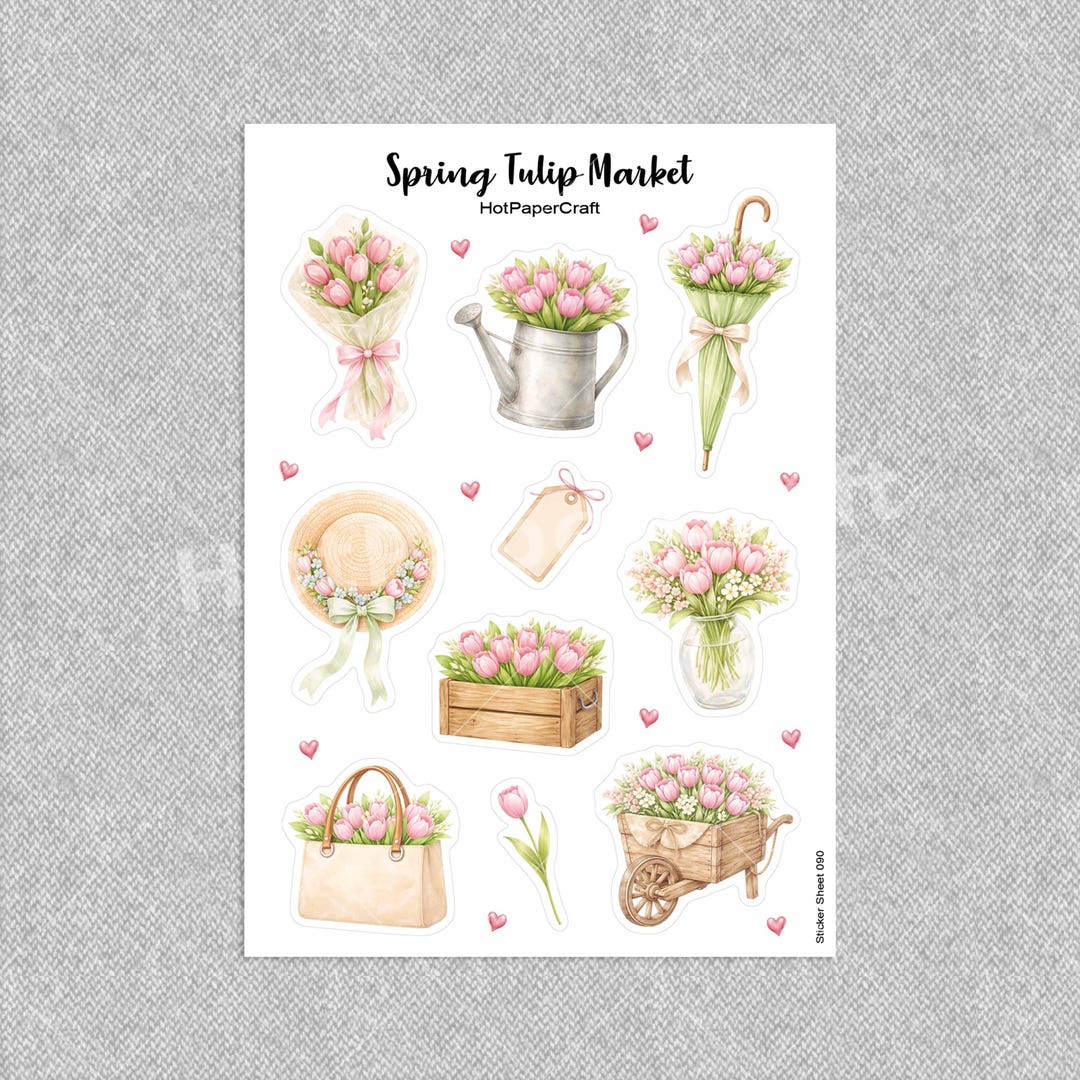 Sticker Sheet “spring Tulip Market” - Floral Stickers for Planner ...