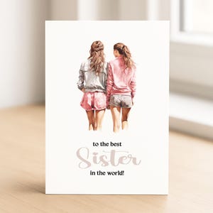 Tarjeta para la mejor hermana • Tarjeta de cumpleaños para la hermana • Tarjeta de acuarela para la hermana • Tarjeta de felicitación para la hermana • Tarjeta con sobre / С14