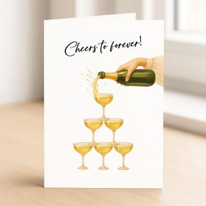 Cheers To Forever Congrats, carte de fiançailles pour couple nouvellement marié ou fiancé, carte de mariage pour elle, carte de fiançailles pour soeur, cousin