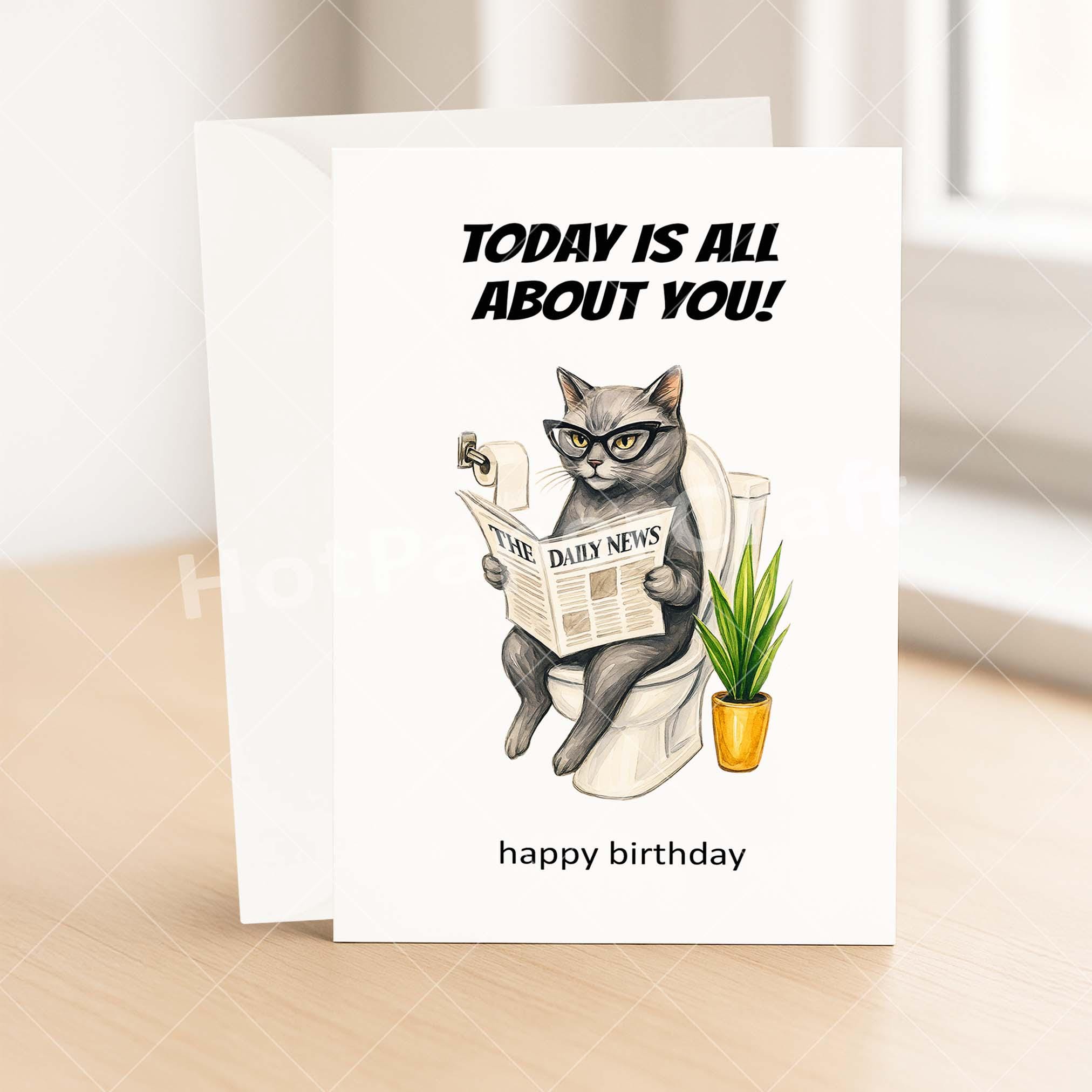 Funny Cat Birthday Card - Sarcastic Humor Greeting for Him Her Friend ...