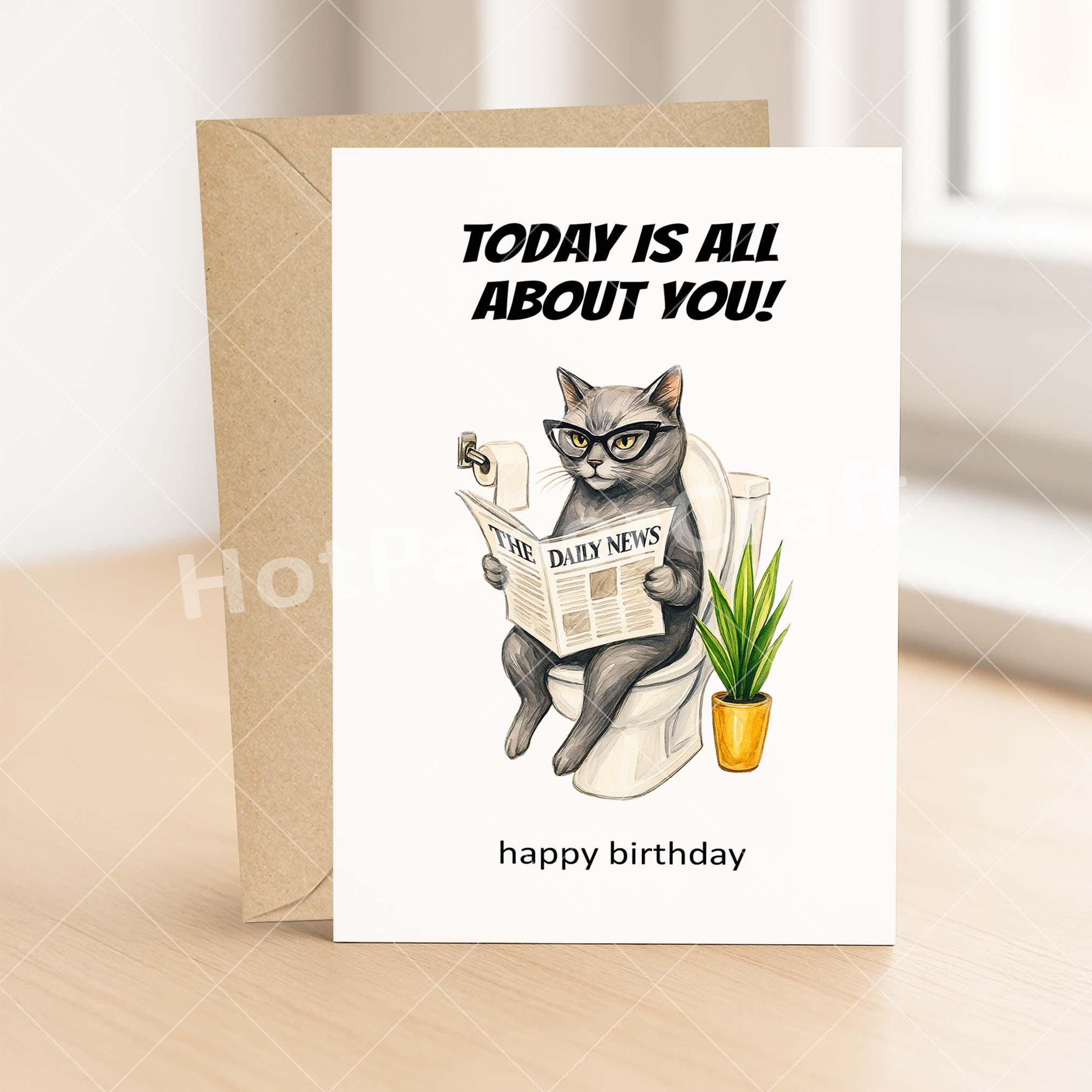 Funny Cat Birthday Card - Sarcastic Humor Greeting for Him Her Friend ...