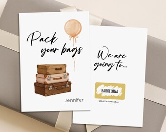 Personalisierte Reise Rubbelkarte - Überraschungsurlaub Geschenkgutschein