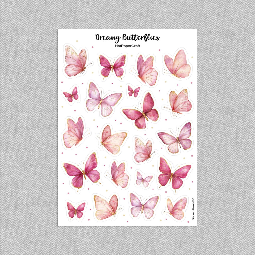 Sticker Sheet “dreamy Butterflies”, Pink Butterflies Stickers, Junk ...