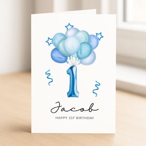 Carte 1er anniversaire pour garçon, Carte 1er anniversaire de fils, Cadeau spécial premier anniversaire pour petit-fils, Carte premier anniversaire, 1er anniversaire de neveu | 84