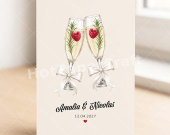 Personalisierte Hochzeitskarte mit Namen - Moderne Karte zur Hochzeit - Niestandardowa wiadomość wewnątrz