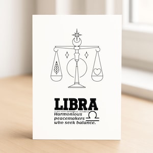 Waage Geburtstagskarte • Sternzeichen • Astrologie • Horoskop • Sternzeichen Geburtstagskarte • Konstellation • September • Oktober | С27-Waage