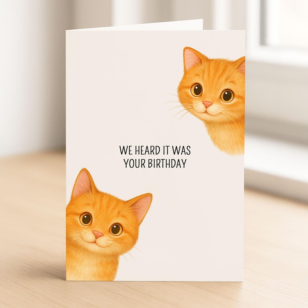 Cute Birthday Card for Cat Lovers, Funny Cat Happy Birthday Card ...