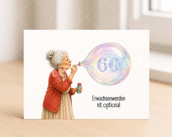 Lustige Geburtstagskarte 60 Geburtstag Frau - Karte 60 Jahre - Klappkarte mit Umschlag