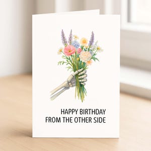 Carte d'anniversaire drôle « Joyeux anniversaire de l'autre côté », carte d'anniversaire sarcastique, anniversaire de soeur, anniversaire d'ami, 30 40 50 | 58
