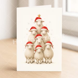 Funny Christmas Card with Sheep - Cozy Watercolor Design for Winter Holidays