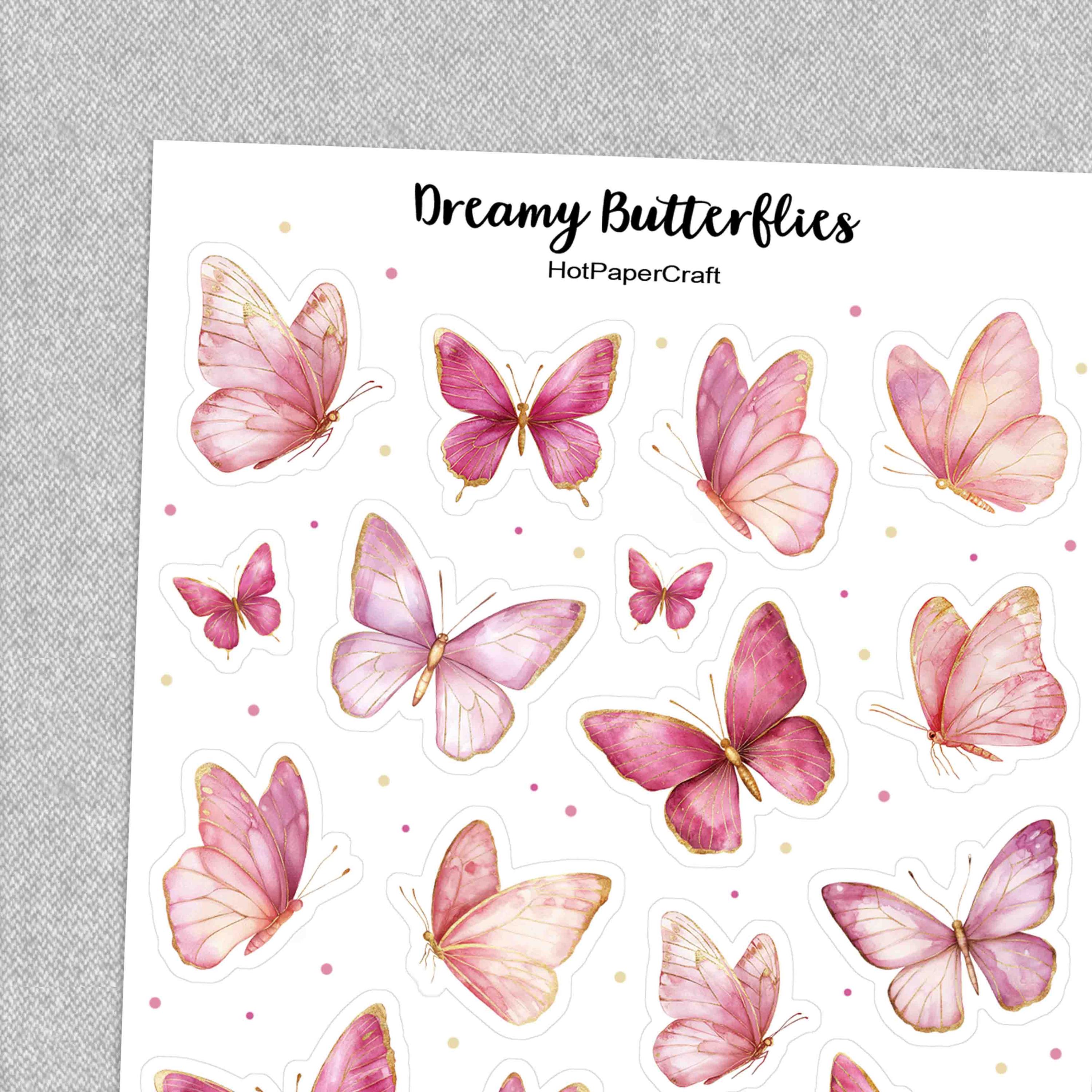 Sticker Sheet “dreamy Butterflies”, Pink Butterflies Stickers, Junk ...