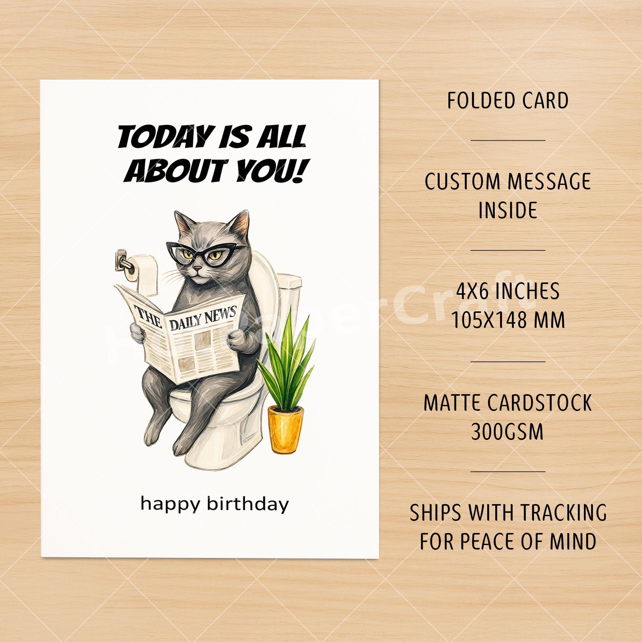 Funny Cat Birthday Card - Sarcastic Humor Greeting for Him Her Friend ...