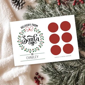 Carte de Noël personnalisée à gratter pour faire apparaître • livraison spéciale du père Noël • bon cadeau • carte à gratter surprise • carte de Noël | 30
