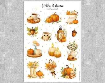 Klistermärkesark "Hej höst" Höst, skräpjournal, planeringsklistermärken, scrapbookklistermärken, bullet journal, brevpapper, papperspyssel