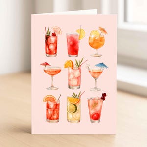 Cocktailwenskaart, verjaardagskaart voor zus, voor bestie, voor vriendin, kaart zomerdrankjes, 30e verjaardag, 40e, 50e | (98)