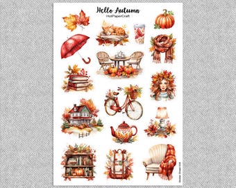 Klistermärkesark "Hej höst", höstklistermärken, skräpjournal, plannerklistermärken, scrapbookklistermärken, bullet journal, brevpapper, papperspyssel