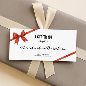 Personalized Gift Voucher Ticket Surprise Reveal Custom Gift Card for Birthday Anniversary or Special Occasion Unique Present Idea | C65