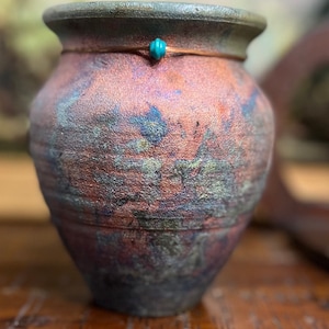 Signed Studio Raku Pottery Vase