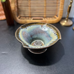 Art Pottery Ikebana Vase with Flower Frog