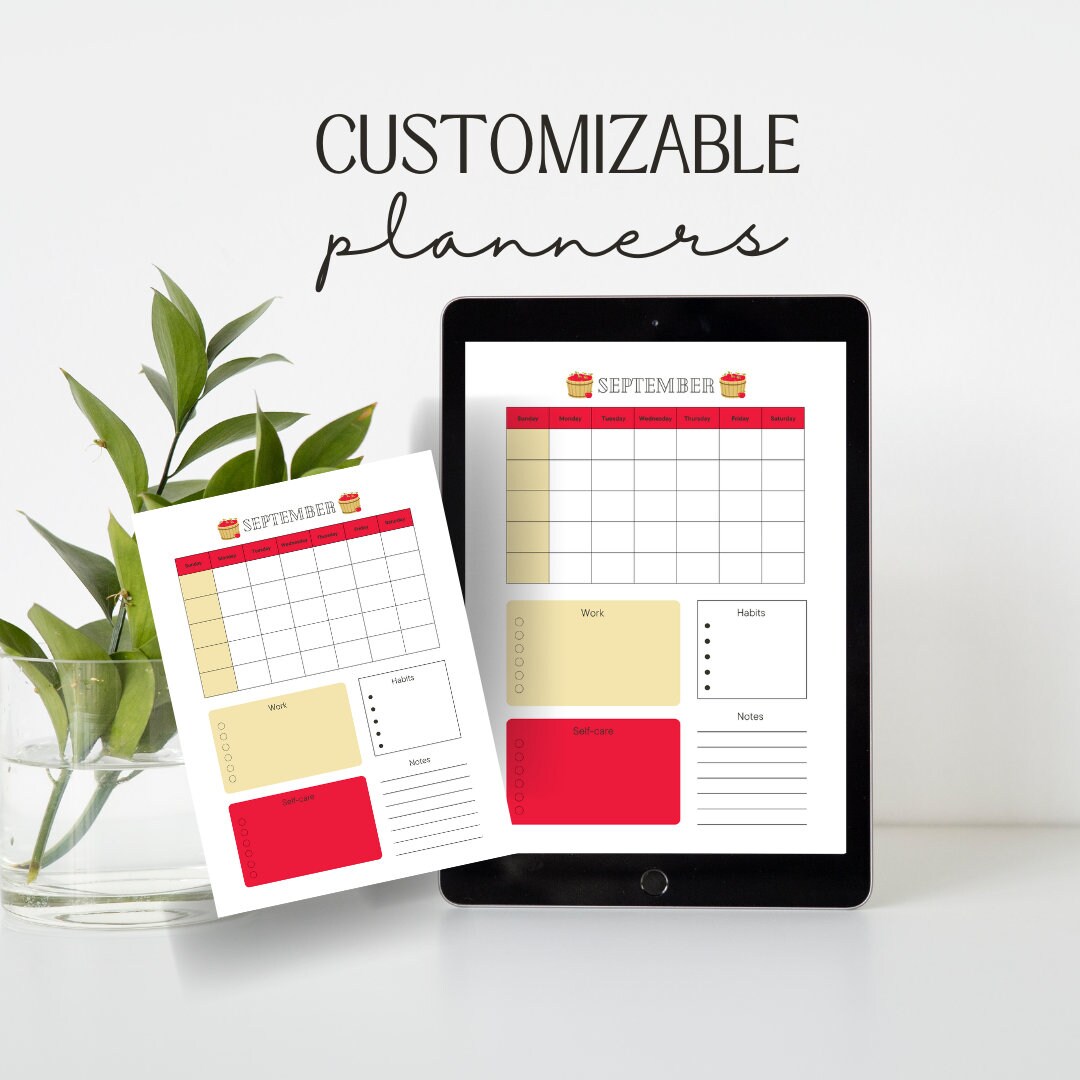 Customizable Monthly Scheduler, Instant Download, Monthly Planner ...