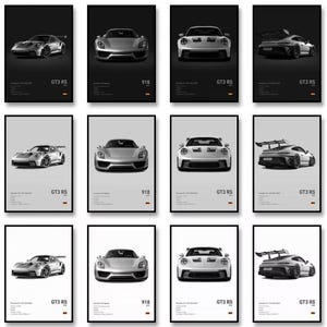 Car Poster | Classic & Modern Car Wall Art | Racing Canvas Print | Automotive Decor for Garage, Office, Man Cave | Gift for Car Lovers