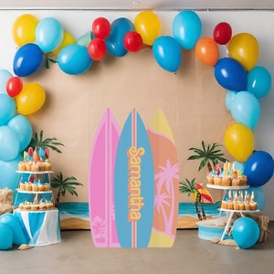 Surfboard Cutout, Beach Party Decorations, Birthday Surfboard, Kid Beach Party, Surfboard Decor, Birthday Photo Prop, Personalized Surfboard