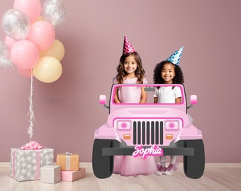 Pink Doll Car, Pink Jeep, Personalized Doll Car, Life-sized Photo Prop, Barbe Party Decor, Barbe Jeep