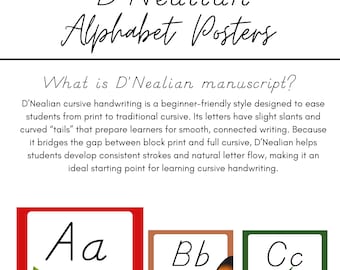 D'Nealian Alphabet Posters - Handwriting & Cursive (PDF)