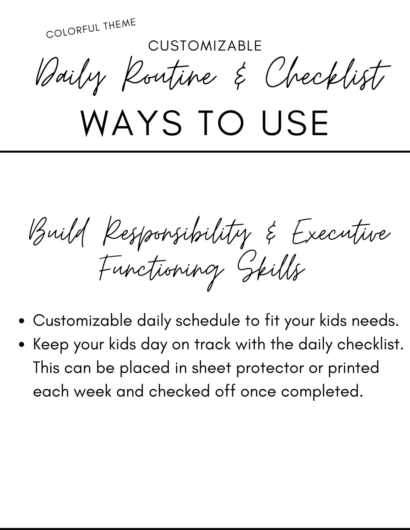 Customizable Kids Daily Routine Chart: Colorful Theme (canva Template ...