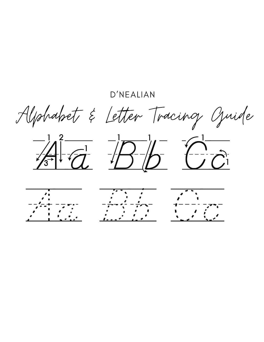 D'nealian Alphabet & Tracing Guide Etsy