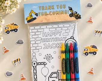 Desenhos de Construção para Colorir - Lembrancinhas para Festa | Lembrancinhas para Colorir com Tema de Caminhão de Construção | Lembrancinhas para Sacolinhas de Guloseimas com Tema de Construção