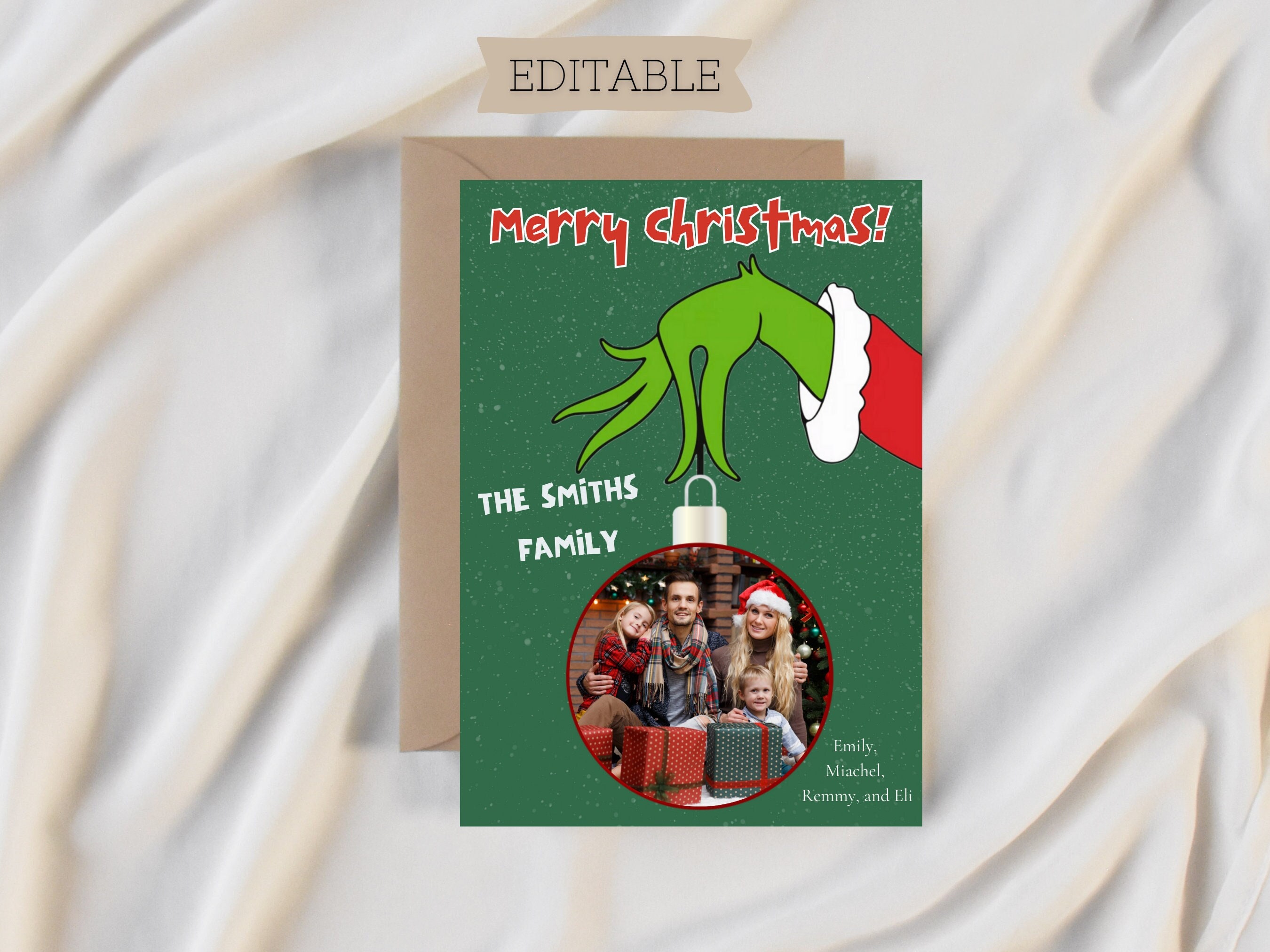 The Grinch Christmas Card Template, Photo Card Template, Merry The Grinch Christmas Card Template, Photo Card Template, Merry