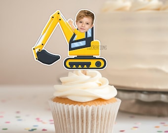 Excavator Photo Cupcake Topper, Construction Cupcake Topper, Funny Cupcake Topper, Personalised Cupcake Topper, Birthday Cake Topper