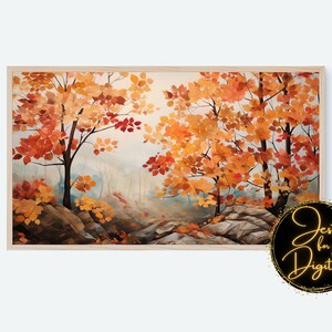Samsung Frame TV Art Fall, Realistic Fall Leaves on Trees, Instant Download, Autumn Trees, Frame TV Art, Samsung Art TV, Digital Download