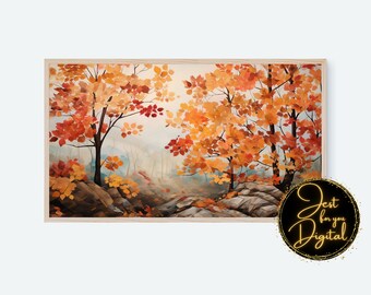 Samsung Frame TV Art Fall, Realistic Fall Leaves on Trees, Instant Download, Autumn Trees, Frame TV Art, Samsung Art TV, Digital Download